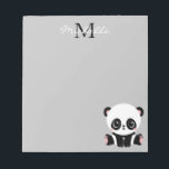 Monogram Niedlich Sitting Panda Personalisiert Sil Notizblock<br><div class="desc">Monogram Niedlich Sitting Panda Personalisiert Silver Notepads verfügt über einen niedlichen Panda Bären,  der auf einem silbernen Hintergrund auf dem Boden sitzt. Personalisieren Sie Ihre Monografie und Ihren Namen,  indem Sie den Text in den dafür vorgesehenen Textfeldern bearbeiten. Entworfen von ©Evco Studio www.zazzle.com/store/evcostudio</div>