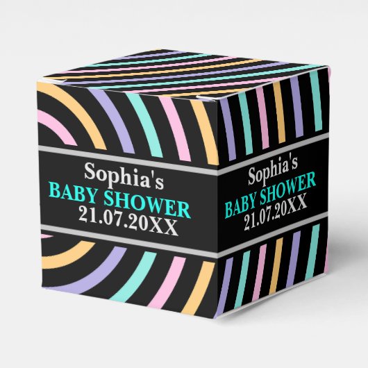 Monogram Niedlich Stripe Babydusche Geschenkschachtel (Vorderseite)