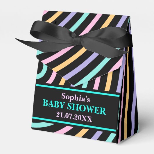 Monogram Niedlich Stripe Babydusche Geschenkschachtel (Vorderseite)