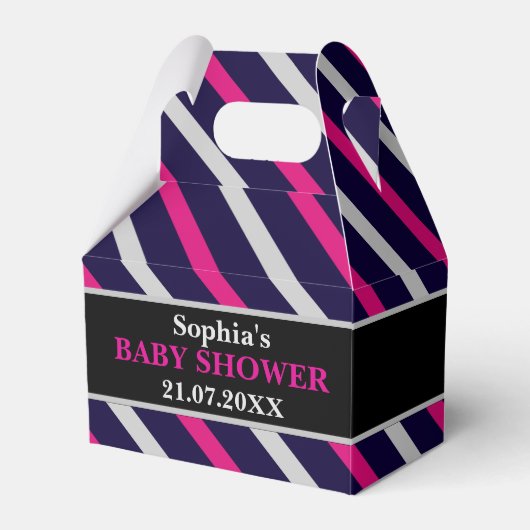 Monogram Niedlich Stripe Babydusche Geschenkschachtel (Vorderseite)