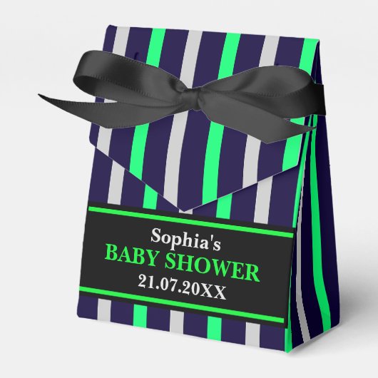 Monogram Niedlich Stripe Babydusche Geschenkschachtel (Vorderseite)