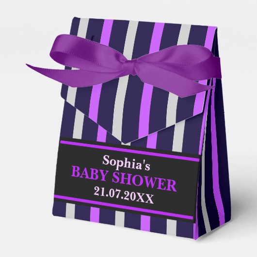 Monogram Niedlich Stripe Babydusche Geschenkschachtel (Vorderseite)