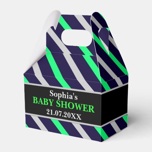 Monogram Niedlich Stripe Babydusche Geschenkschachtel (Vorderseite)