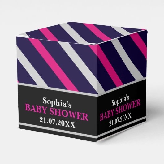 Monogram Niedlich Stripe Babydusche Geschenkschachtel (Vorderseite)