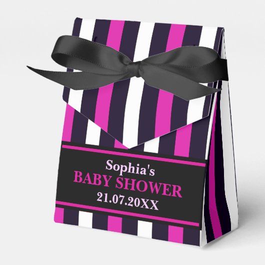 Monogram Niedlich Stripe Babydusche Geschenkschachtel (Vorderseite)