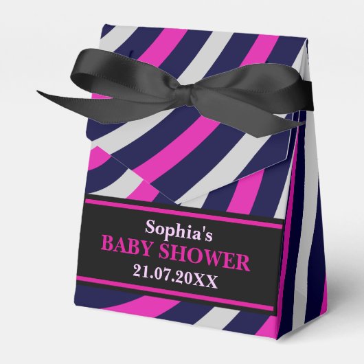 Monogram Niedlich Stripe Babydusche Geschenkschachtel (Vorderseite)