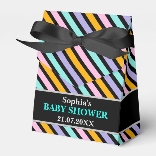 Monogram Niedlich Stripe Babydusche Geschenkschachtel (Vorderseite)