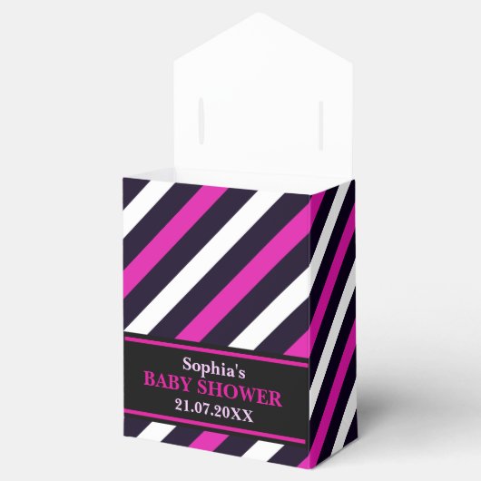Monogram Niedlich Stripe Babydusche Geschenkschachtel (Geöffnet)