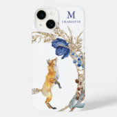 Monogram Niedlich Woodland Fox Aquarell Floral Nam Case-Mate iPhone Hülle (Rückseite)
