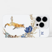 Monogram Niedlich Woodland Fox Aquarell Floral Nam Case-Mate iPhone Hülle (Rückseite (Horizontal))