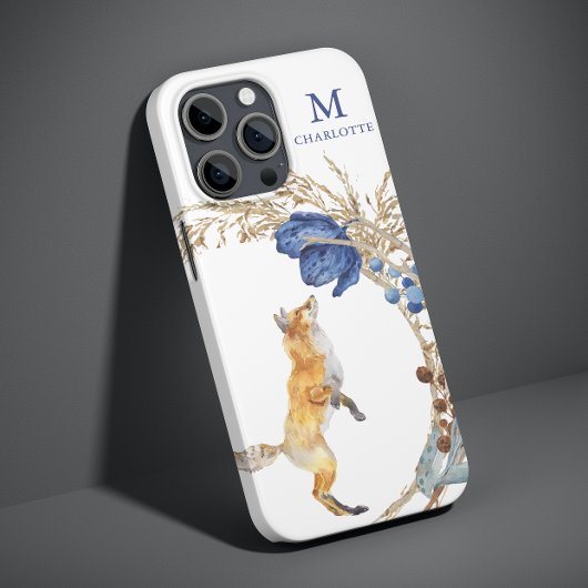 Monogram Niedlich Woodland Fox Aquarell Floral Nam Case-Mate iPhone Hülle
