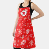 Monogram niedliche Musterschneeflocken Schürze (InSitu)