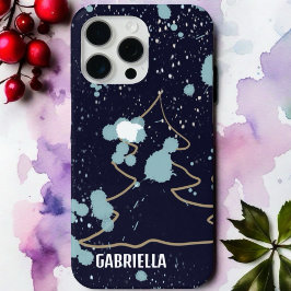 Monogram niedlicher Goldschneebaum Case-Mate iPhone Hülle