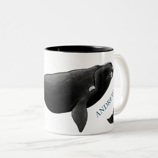Monogram Nordatlantischer Weißwal Zweifarbige Tasse (VorderseiteRechts)