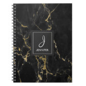 Monogram-Notebook aus Gold und Schwarz-Marmor Notizblock (Vorderseite)