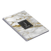 Monogram-Notebook aus Gold und Weiß-Marmor Notizblock (Rechte Seite)