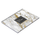 Monogram-Notebook aus Gold und Weiß-Marmor Notizblock (Linke Seite)