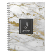 Monogram-Notebook aus Gold und Weiß-Marmor Notizblock (Vorderseite)