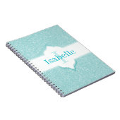 Monogram-Notebook für aquamarine Glitzer Notizblock (Rechte Seite)