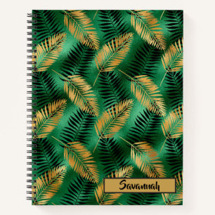 Monogram-Notebook für Green und Gold-Blätter Notizblock