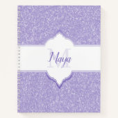 Monogram-Notebook für lila Glitzer Notizblock (Vorderseite)