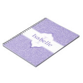 Monogram-Notebook für lila Glitzer Notizblock (Linke Seite)