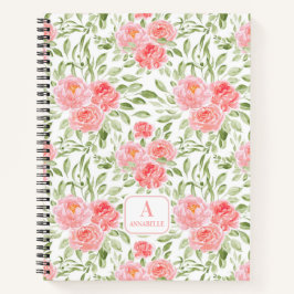 Monogram-Notebook für Pfirsichpfirsichmuster Notizblock