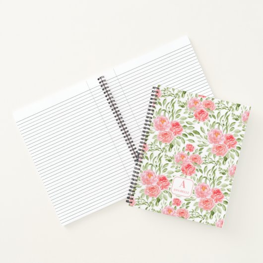 Monogram-Notebook für Pfirsichpfirsichmuster Notizblock (Innenseite)