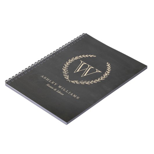 Monogram-Notebook im Chalkboard-Stil Notizblock (Linke Seite)
