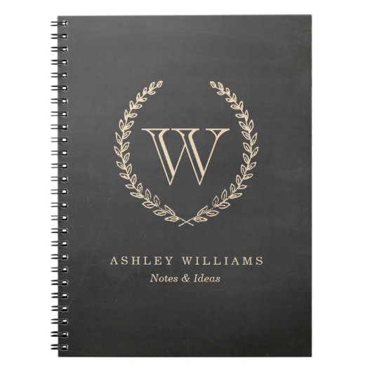 Monogram-Notebook im Chalkboard-Stil Notizblock (Vorderseite)