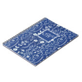 Monogram-Notebook mit blauer und weißer Wildblume Notizblock (Linke Seite)