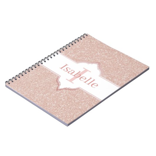 Monogram-Notebook mit rosa Glitzer Notizblock (Linke Seite)