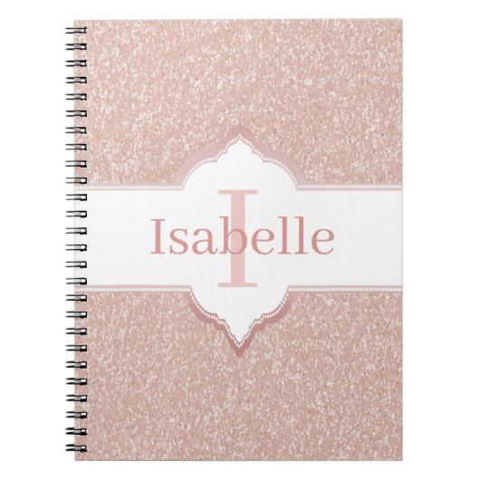 Monogram-Notebook mit rosa Glitzer Notizblock (Vorderseite)