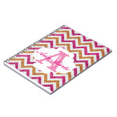 Monogram-Notebook mit rosa und goldenem Glitzer Notizblock (Linke Seite)