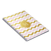 Monogram-Notebook mit Zickzack Muster aus Gold und Notizblock (Rechte Seite)