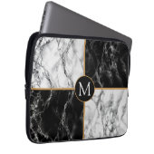 Monogram Notebook Sleeve Schwarz-weißer Karo-Marmo (Vorne Rechts)