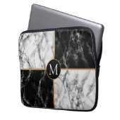 Monogram Notebook Sleeve Schwarz-weißer Karo-Marmo (Vorderseite Links)