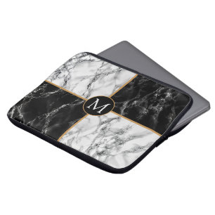 Monogram Notebook Sleeve Schwarz-weißer Karo-Marmo