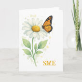 Monogram Notecard - Daisy & Butterfly Dankeskarte (Vorderseite)