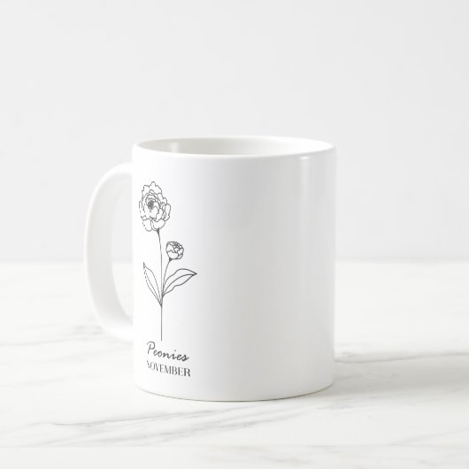 Monogram November Geburtsmonat-Blume Kaffeetasse (Vorderseite Links)