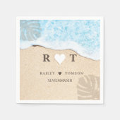 Monogram Numeraler Custom Beach Wedding Cocktail Serviette (Vorderseite)