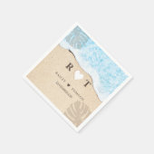 Monogram Numeraler Custom Beach Wedding Cocktail Serviette (Ecke)