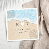 Monogram Numeraler Custom Beach Wedding Cocktail Serviette