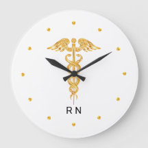 Monogram Nurse Golden Caduceus auf Weiß