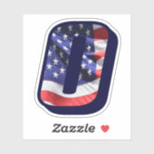 Monogram O American Flag Letter O Initial USA Aufkleber (Blatt)