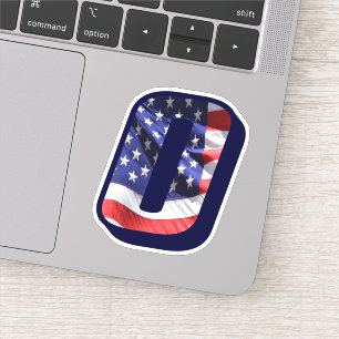 Monogram O American Flag Letter O Initial USA Aufkleber
