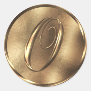 Monogram O Bronze Wedding Invitation Holiday Runder Aufkleber