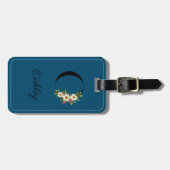 Monogram O Cobalt Aquarell Blume Gepäckanhänger (Vorderseite horizontal)