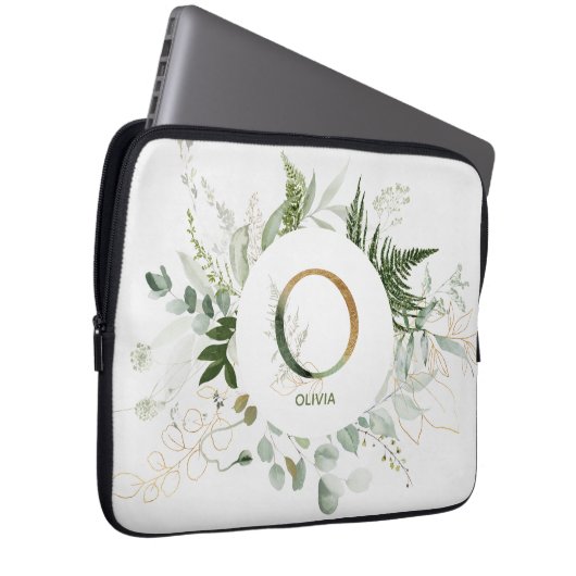 Monogram O Elegant Greenerenerity Wreath Laptop Sl Laptopschutzhülle (Vorne Rechts)