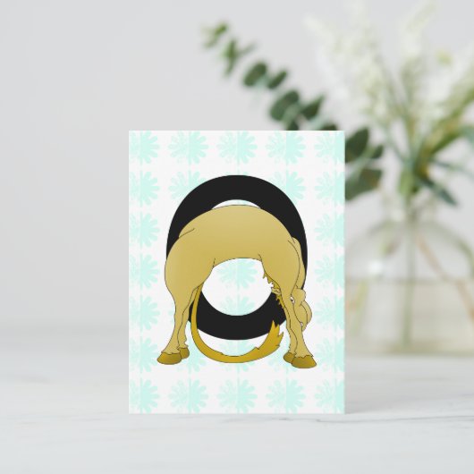 Monogram O Flexible Pony Personalisiert Postkarte (Stehend Vorderseite)